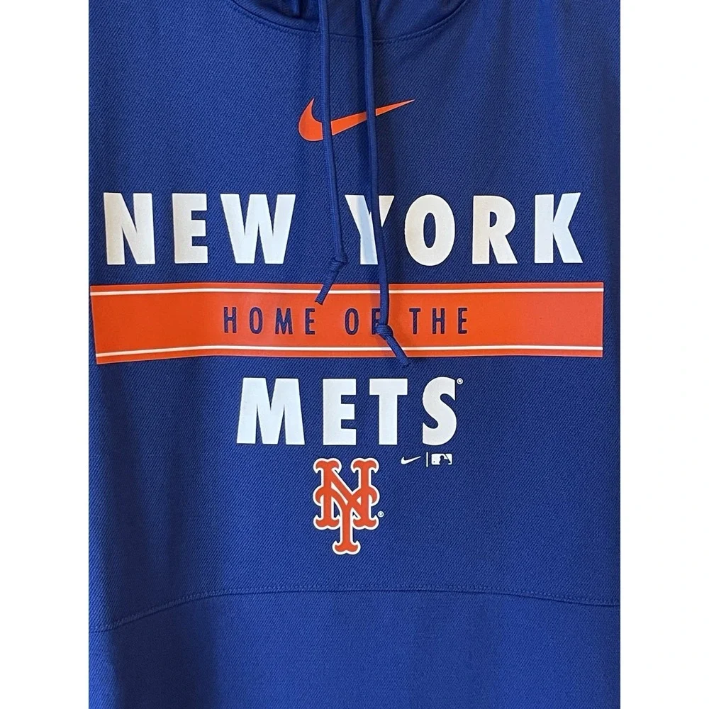 Men's 2XL NWT New York Mets Nike Royal Home Team Short Sleeve Hoodie Top Blue